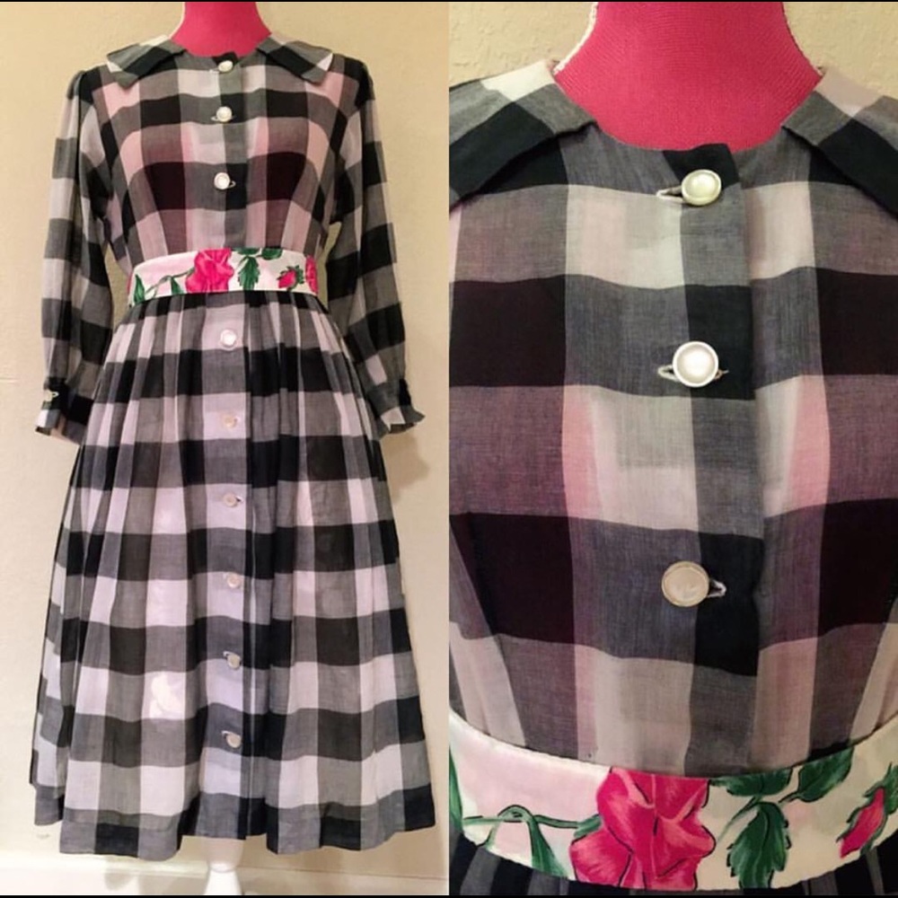 👗Ms. Pretty in Plaid Dress 1950's👗